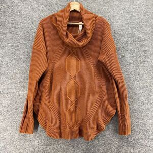Pina Rossi Sweater Pullover Women L Large Brown Knit Turtleneck Long Sleeve